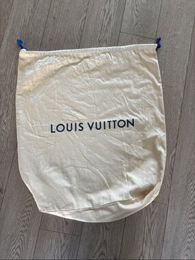 Louis Vuitton Cream Dust Bag with Blue Logo and Ties AUTHENTIC (large)